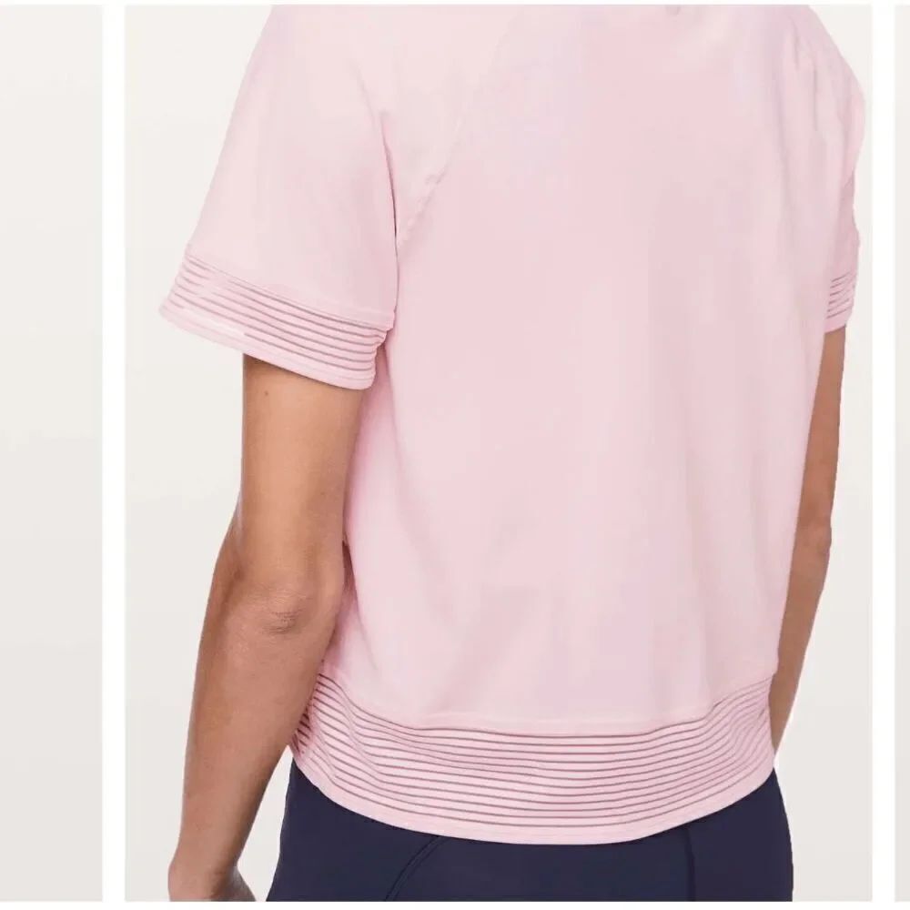 Lululemon Stripe In Stride Short Sleeve Tee - Petals Pink - Picture 9 of 9